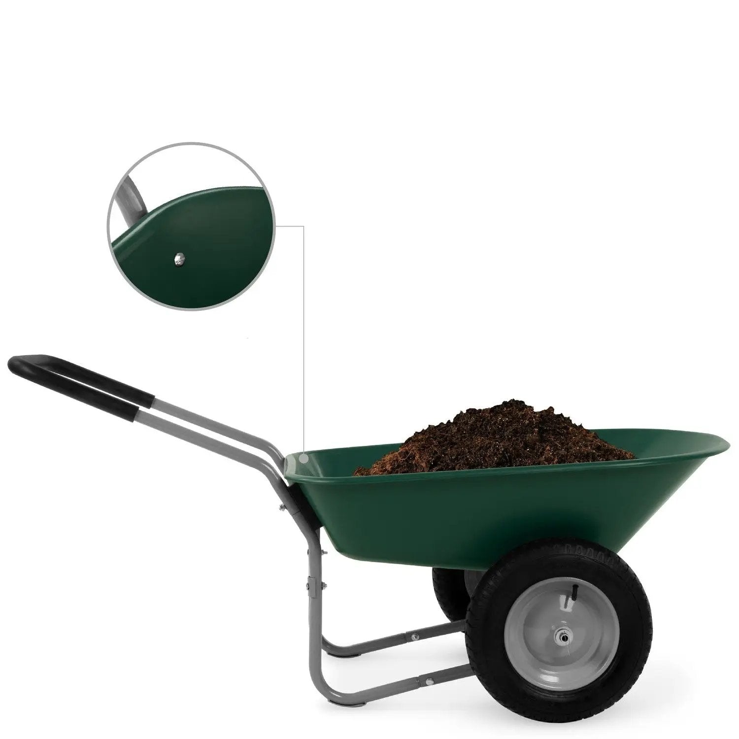 Heavy Duty 2-Wheel Multipurpose Rust Proof Wheelbarrow - Green by HomePacific