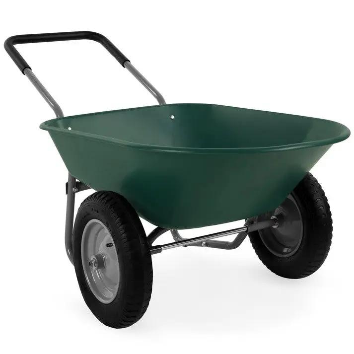 Heavy Duty 2-Wheel Multipurpose Rust Proof Wheelbarrow - Green by HomePacific