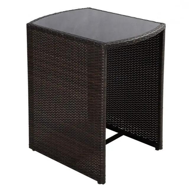 3 Piece Compact Espresso/White Wicker Patio Cushioned Outdoor Chair Table Set by HomePacific