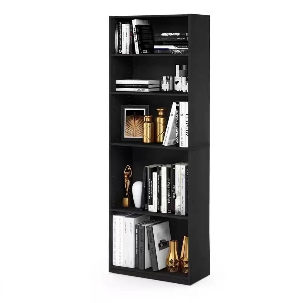 71-inch Tall 5-Shelf Bookcase in Black Wood Finish by HomePacific