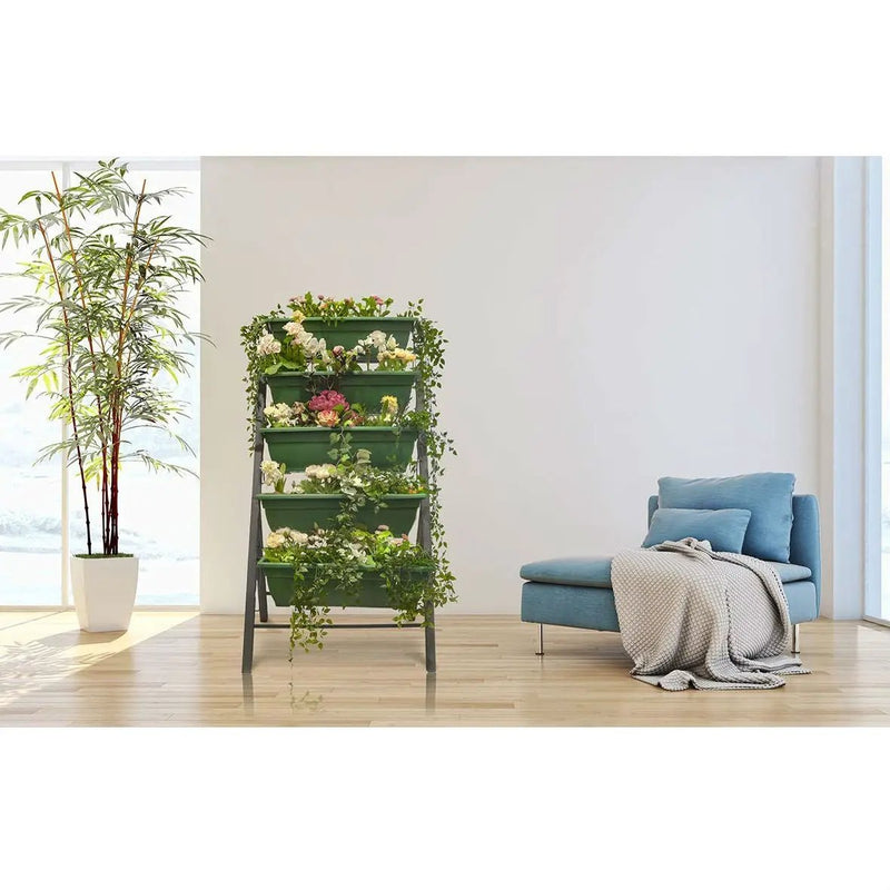 4 FT 5 Tier Green Vertical Garden Indoor/Outdoor Elevated Planter by HomePacific