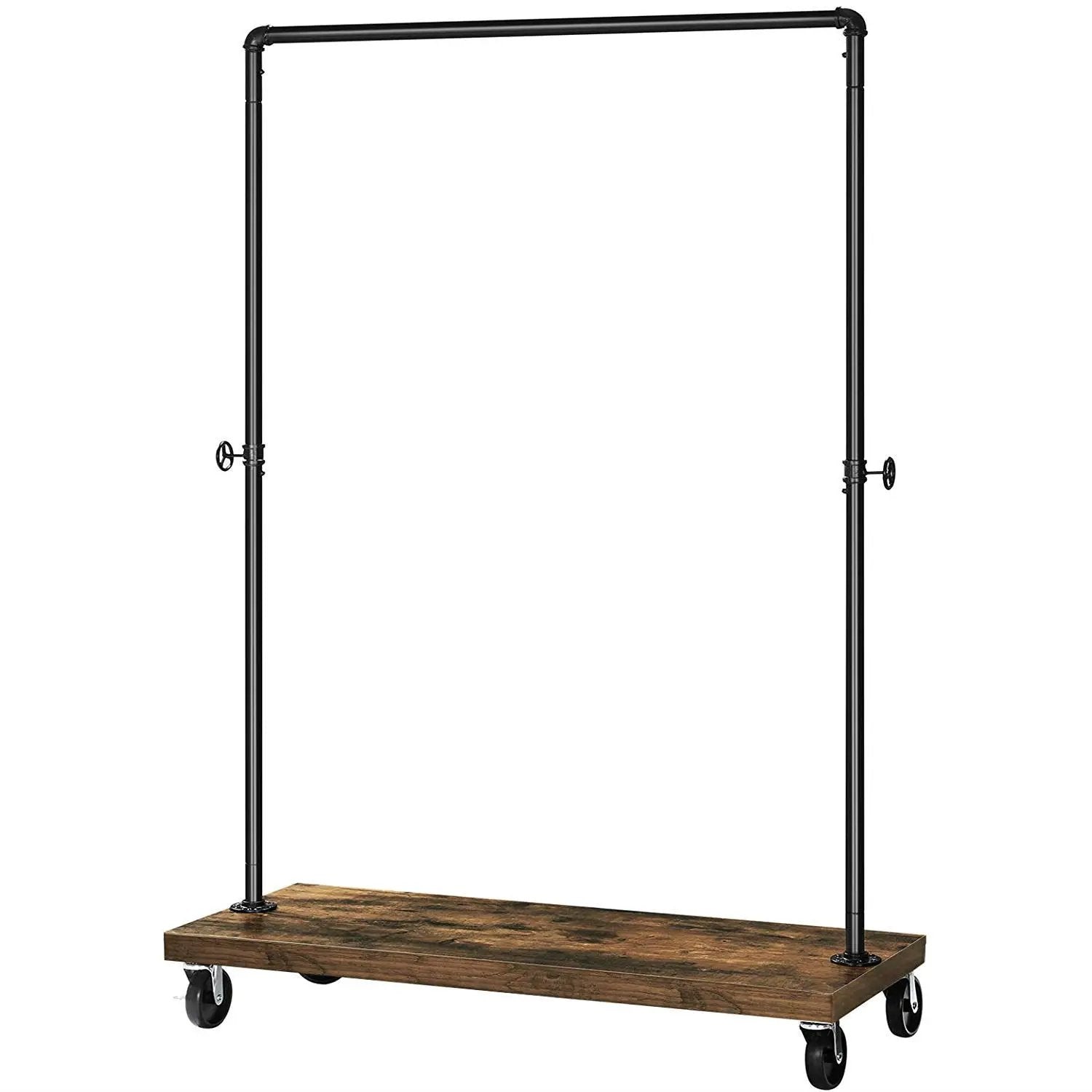 Rustic Industrial Laundry Pipe Garment Rack Lockable Wheels by HomePacific