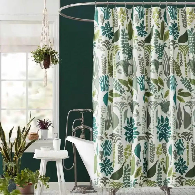 72 x 72 inch Cotton Poly Shower Curtain with Garden Leaves Herb Floral Pattern by HomePacific
