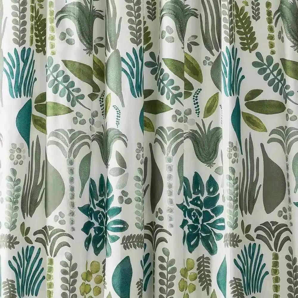 72 x 72 inch Cotton Poly Shower Curtain with Garden Leaves Herb Floral Pattern by HomePacific