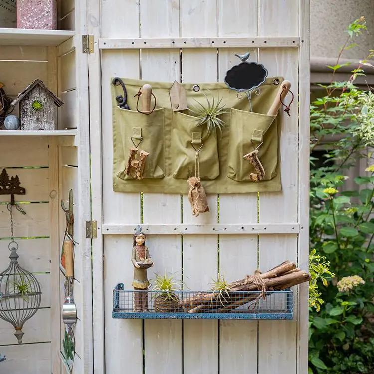 3-Pocket Green Canvas Organizer for Garden Tools by RusticReach