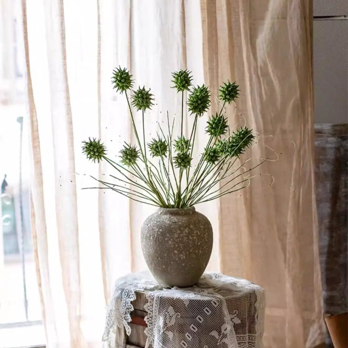 Faux Thistle Seed Pod Stem 33" Tall by RusticReach
