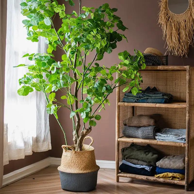 Silk Artificial Apple Banyan Leaf Tree In Pot by RusticReach