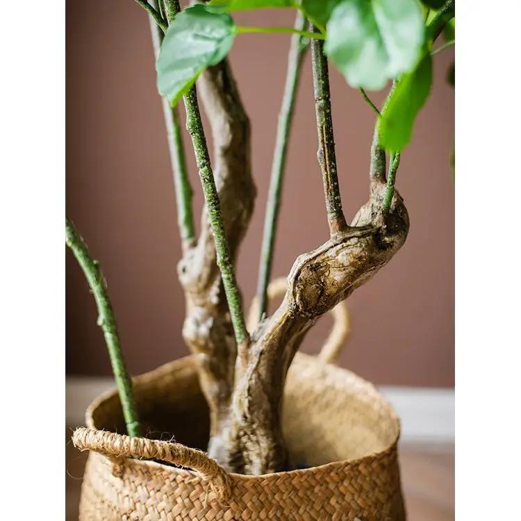 Silk Artificial Apple Banyan Leaf Tree In Pot by RusticReach
