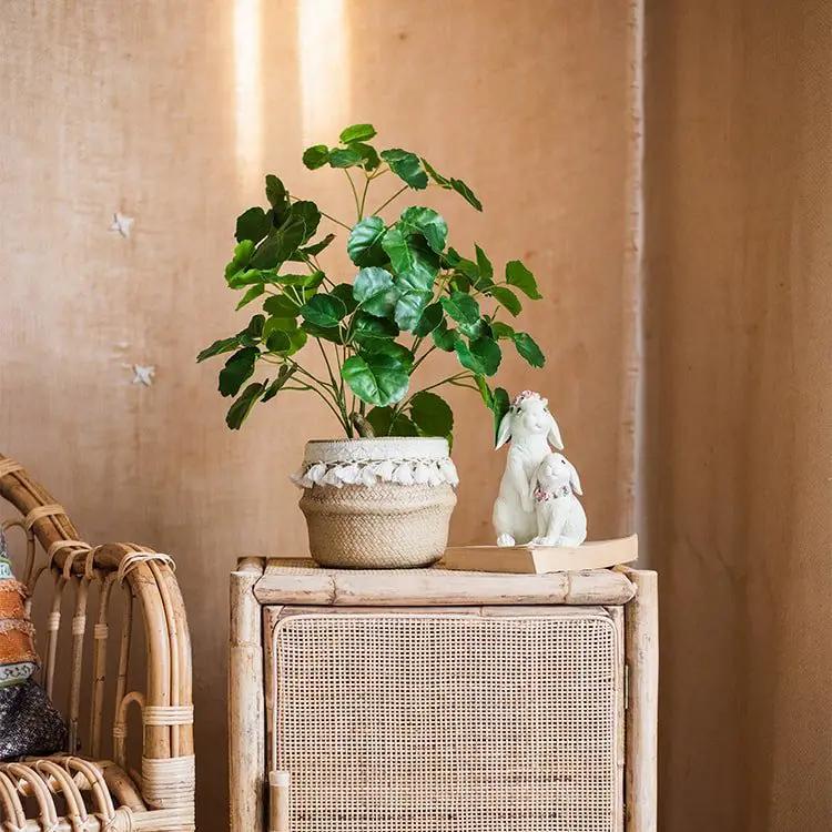 Silk Artificial Apple Banyan Leaf Tree In Pot by RusticReach