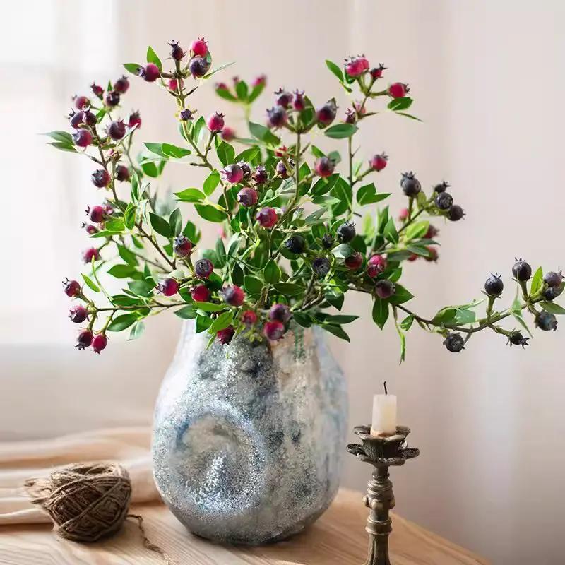 Artificial Fruit Alpine Blueberry Stem 22.4" Tall Silk Plant by RusticReach