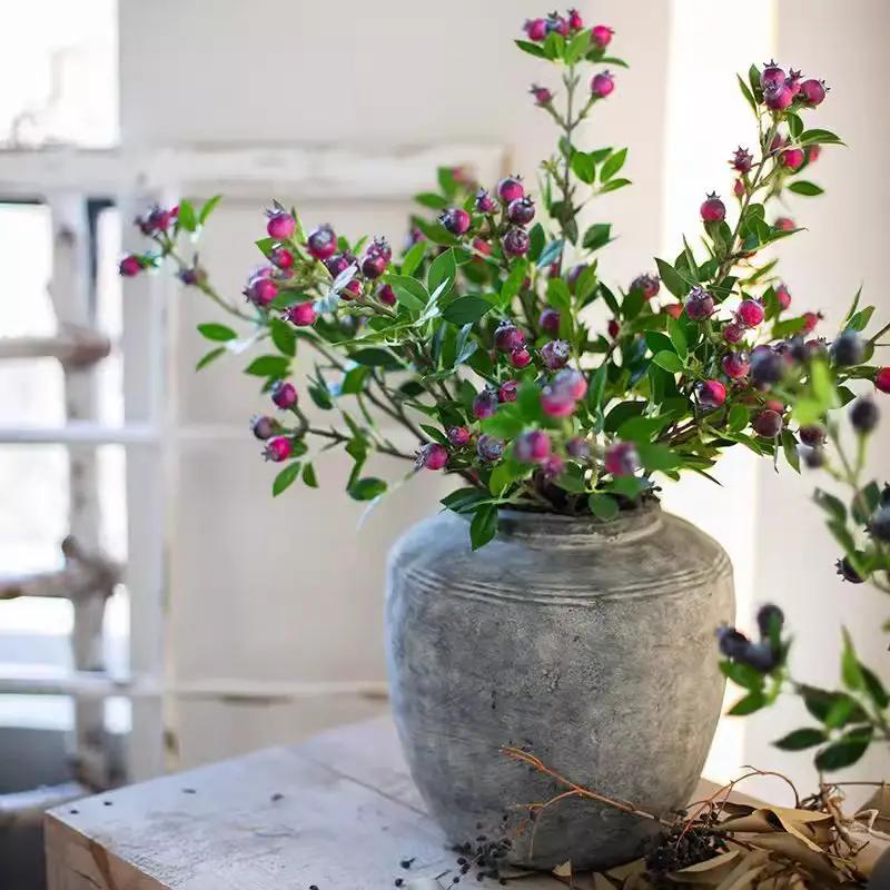 Artificial Fruit Alpine Blueberry Stem 22.4" Tall Silk Plant by RusticReach