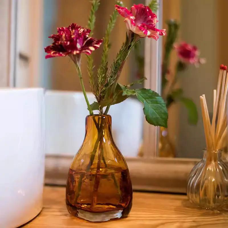 Amber Handblown Glass Bottle by RusticReach