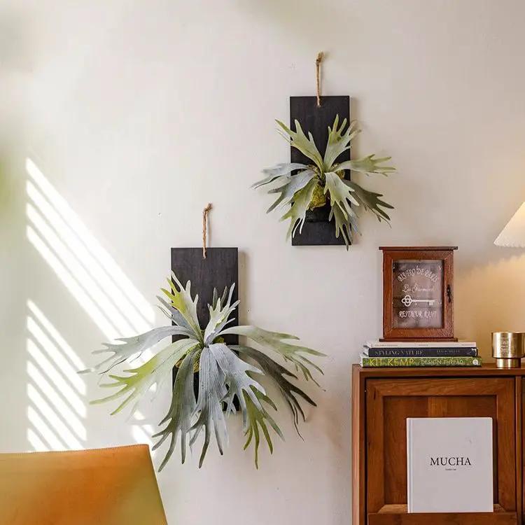 Artificial Antler Fern on Solid Wood Base by RusticReach