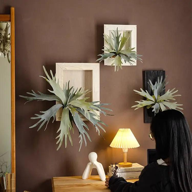 Artificial Antler Fern with Wooden Frame by RusticReach