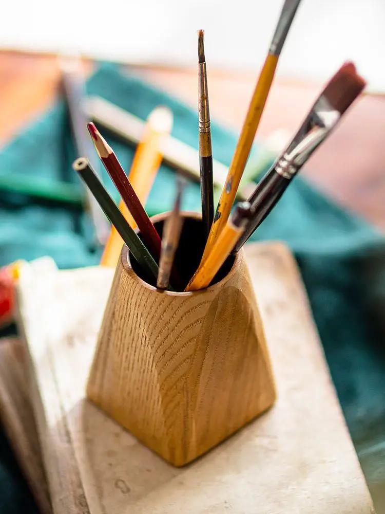 Ash Wood Desktop Pen Holder by RusticReach
