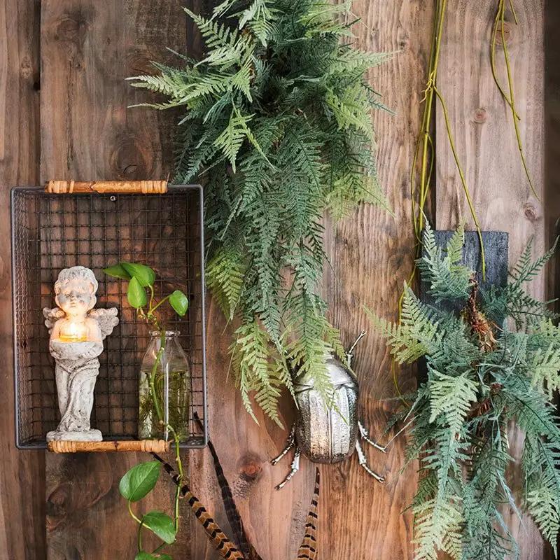 Faux Artificial Asparagus Setaceus Wood Board Hanging Decoration by RusticReach