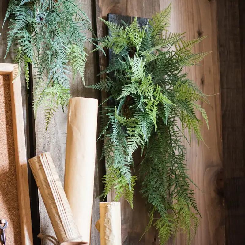 Faux Artificial Asparagus Setaceus Wood Board Hanging Decoration by RusticReach