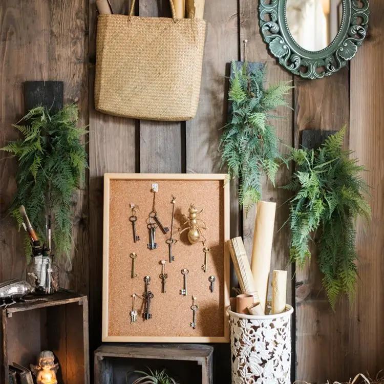 Faux Artificial Asparagus Setaceus Wood Board Hanging Decoration by RusticReach