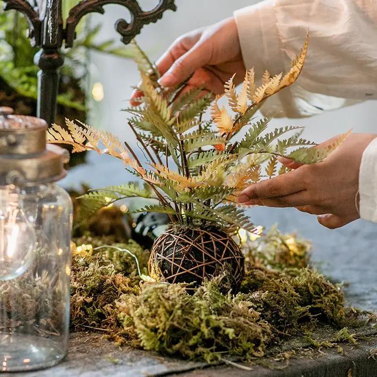 Artificial Fern Ball Faux Plant Fall Color by RusticReach