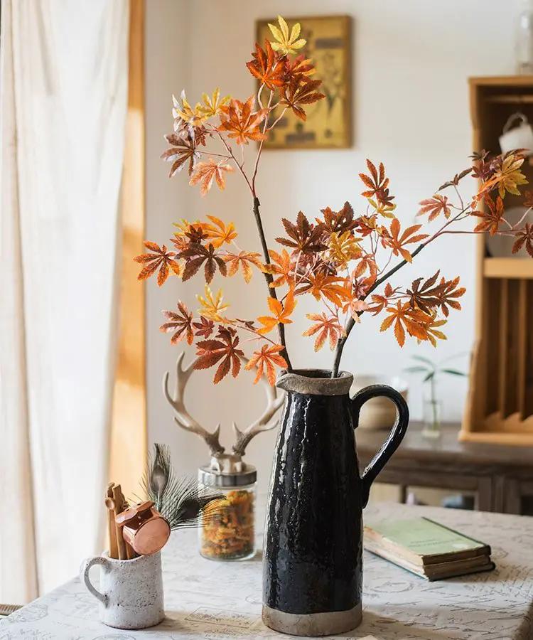Artificial Fall Color Maple Leaf Stem Faux by RusticReach