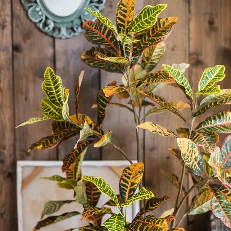 Large Leaf Artificial Croton Tree In Pot by RusticReach