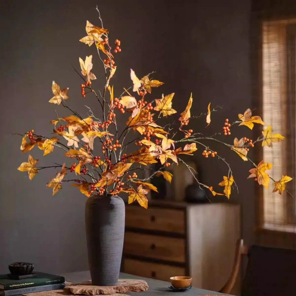 Autumn Maple Berry Branch 49.2" Tall by RusticReach