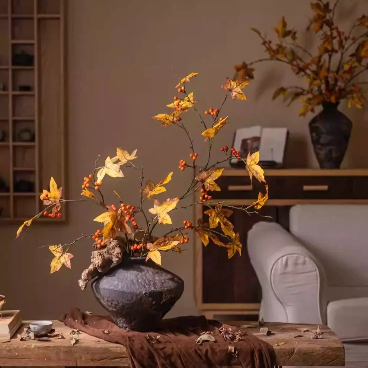 Autumn Maple Berry Branch 49.2" Tall by RusticReach