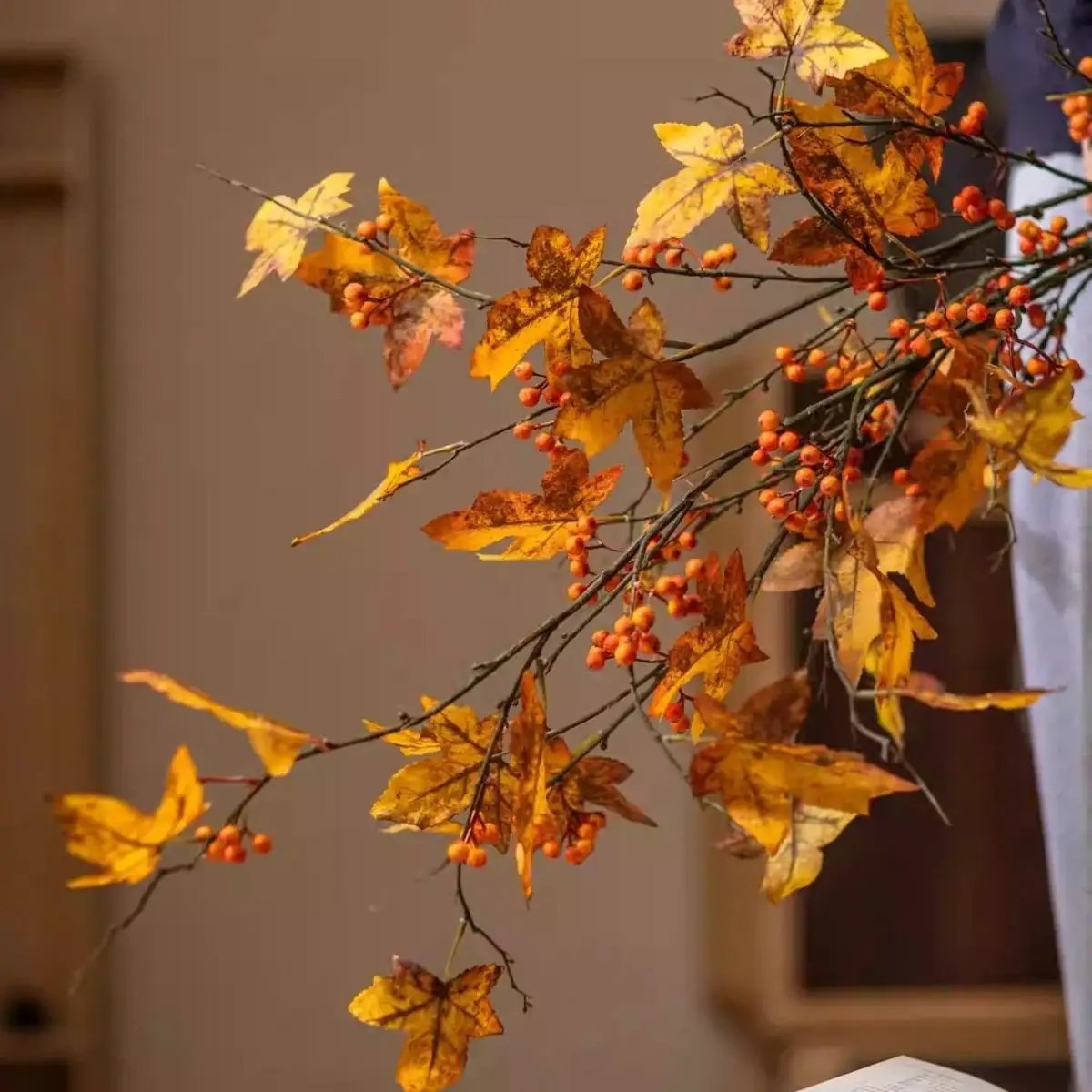 Autumn Maple Berry Branch 49.2" Tall by RusticReach