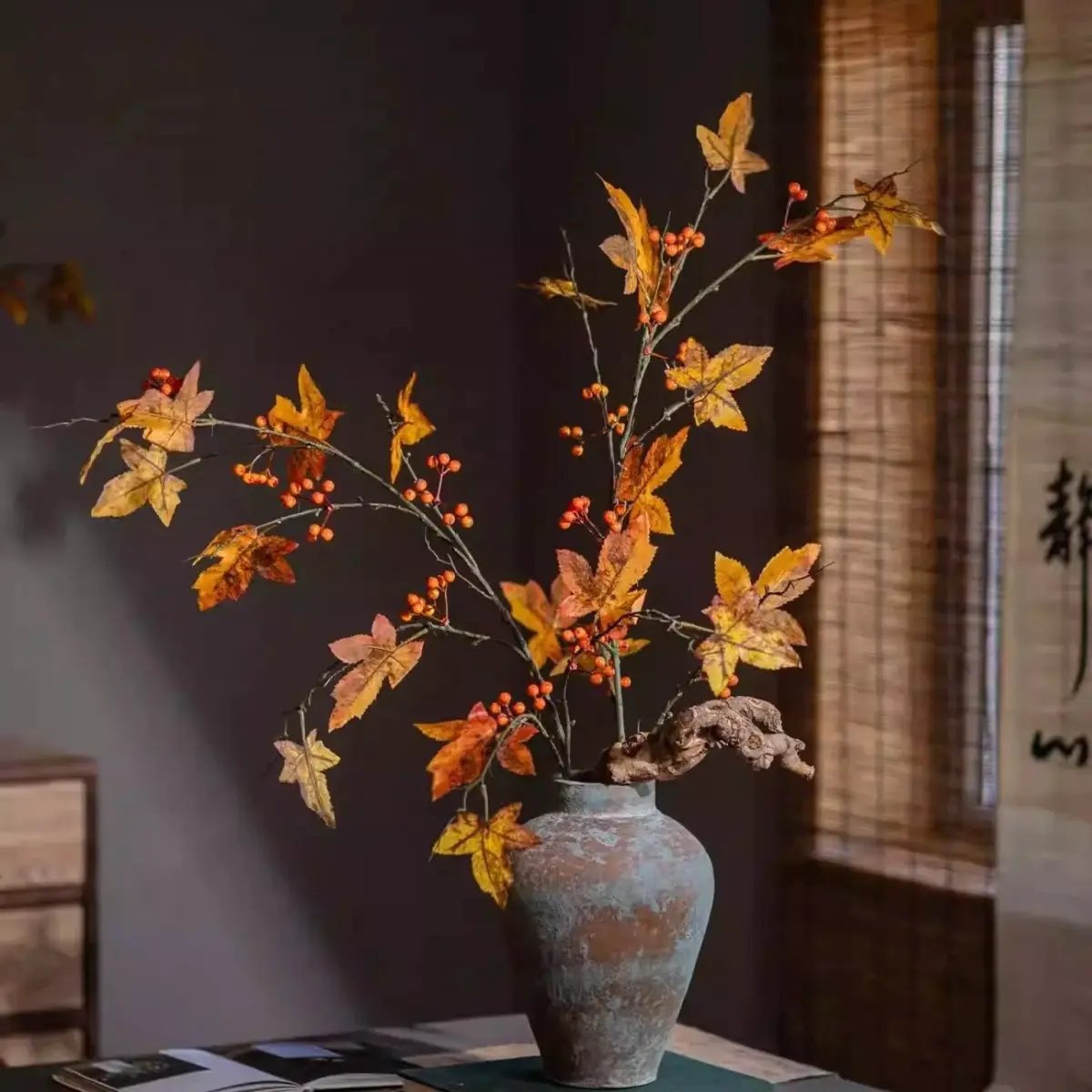 Autumn Maple Berry Branch 49.2" Tall by RusticReach