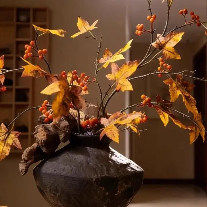 Autumn Maple Berry Branch 49.2" Tall by RusticReach