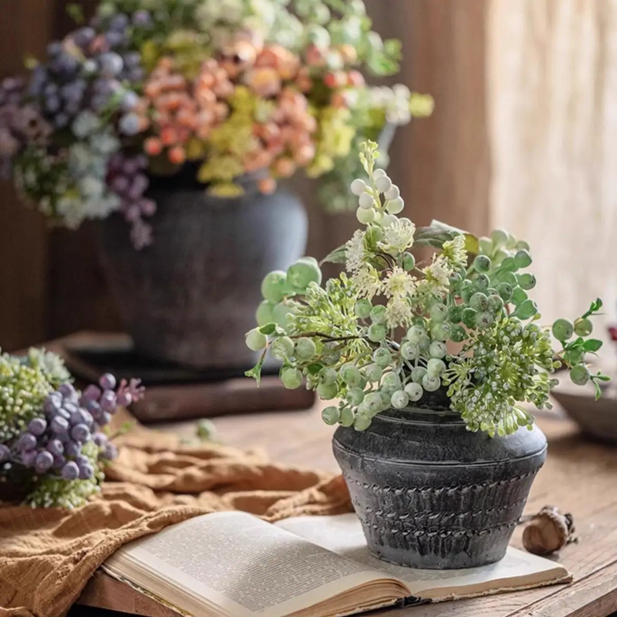 Blueberry & Greenery Bunch 13" Tall by RusticReach