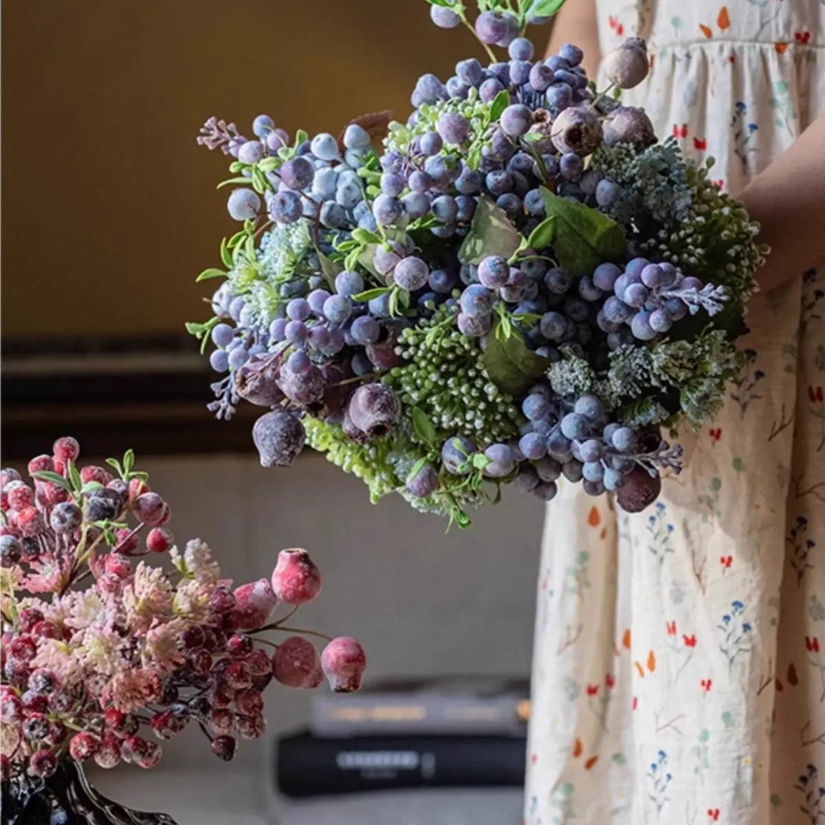 Blueberry & Greenery Bunch 13" Tall by RusticReach