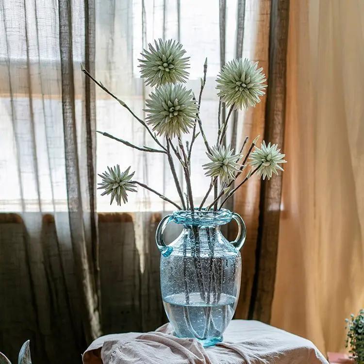 Round Ball Flower on Twig Stem in Green by RusticReach