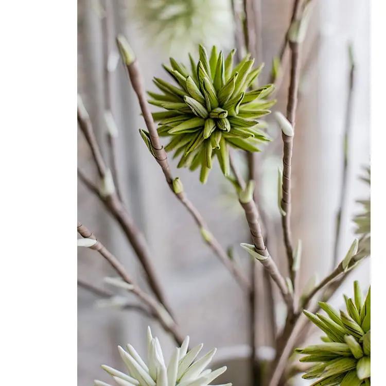 Round Ball Flower on Twig Stem in Green by RusticReach