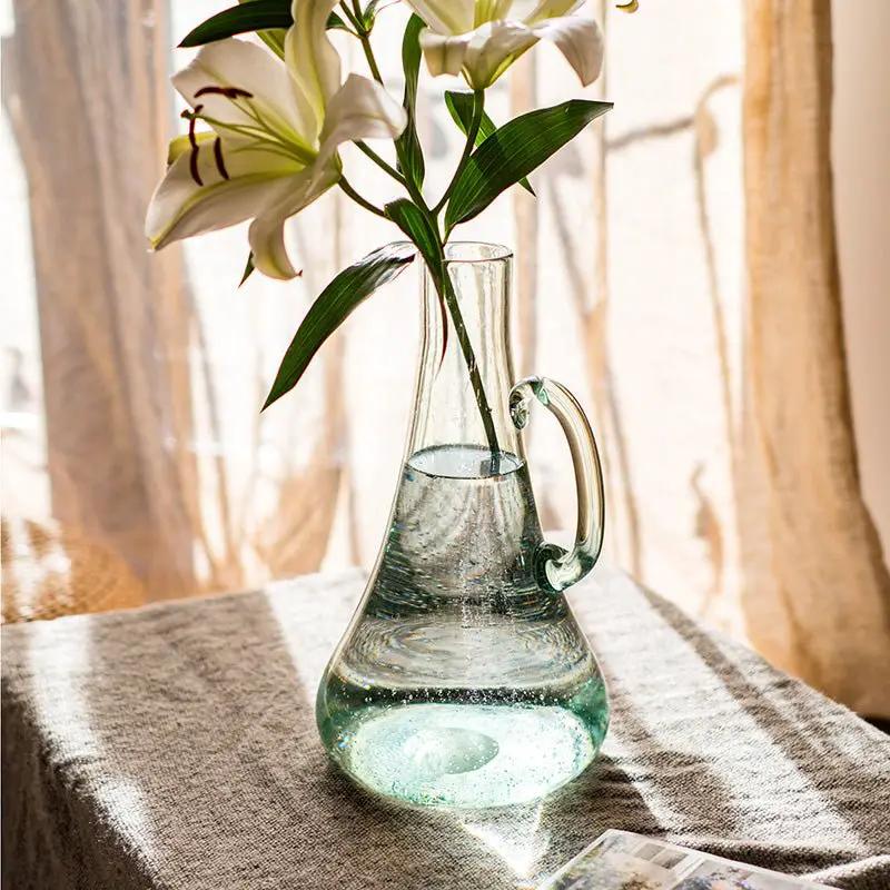 Small Openning Bubble Glass Kettle Vase 13" Tall by RusticReach