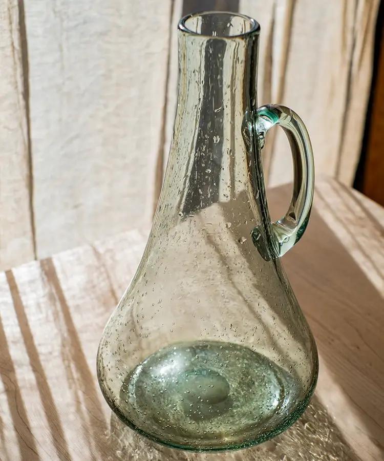 Small Openning Bubble Glass Kettle Vase 13" Tall by RusticReach