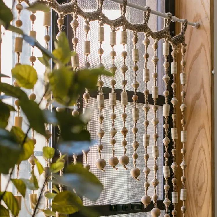 Wood Beaded Door Curtain by RusticReach