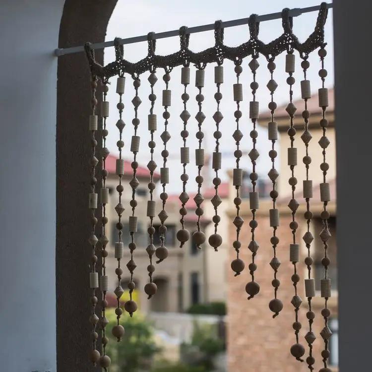 Wood Beaded Door Curtain by RusticReach