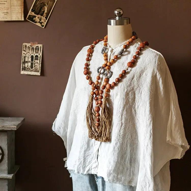 Wood Beaded Cord Curtain Tiebacks DIY Door Curtain 47" Long by RusticReach