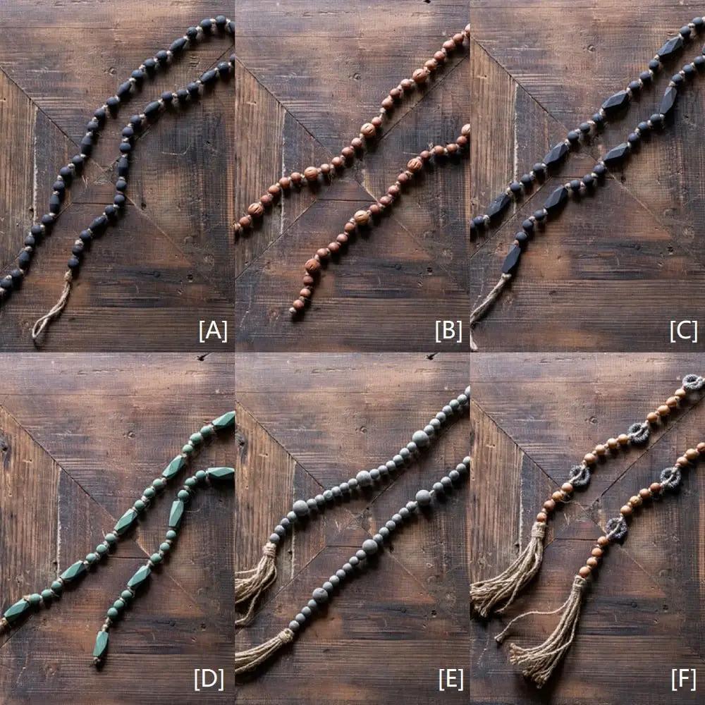 Wood Beaded Cord Curtain Tiebacks DIY Door Curtain 47" Long by RusticReach