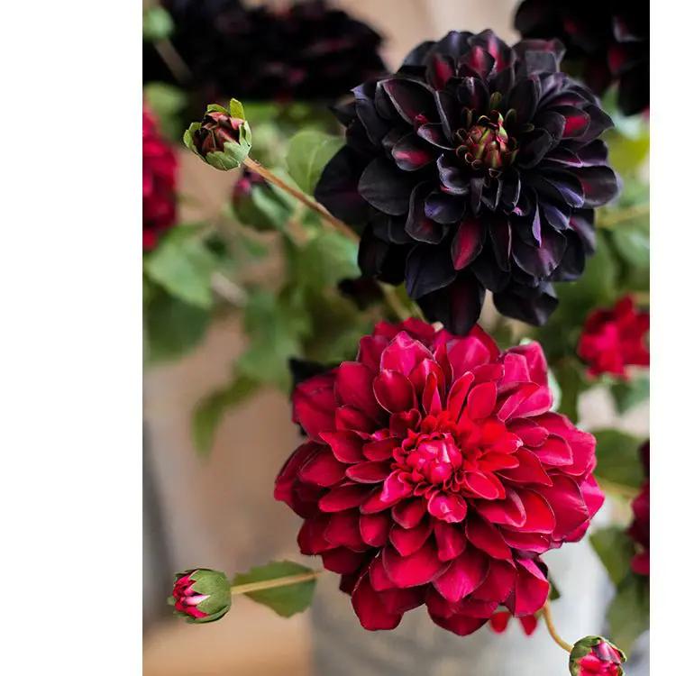 Faux Silk Artificial Blooming Dahlia Stem 29" Tall by RusticReach