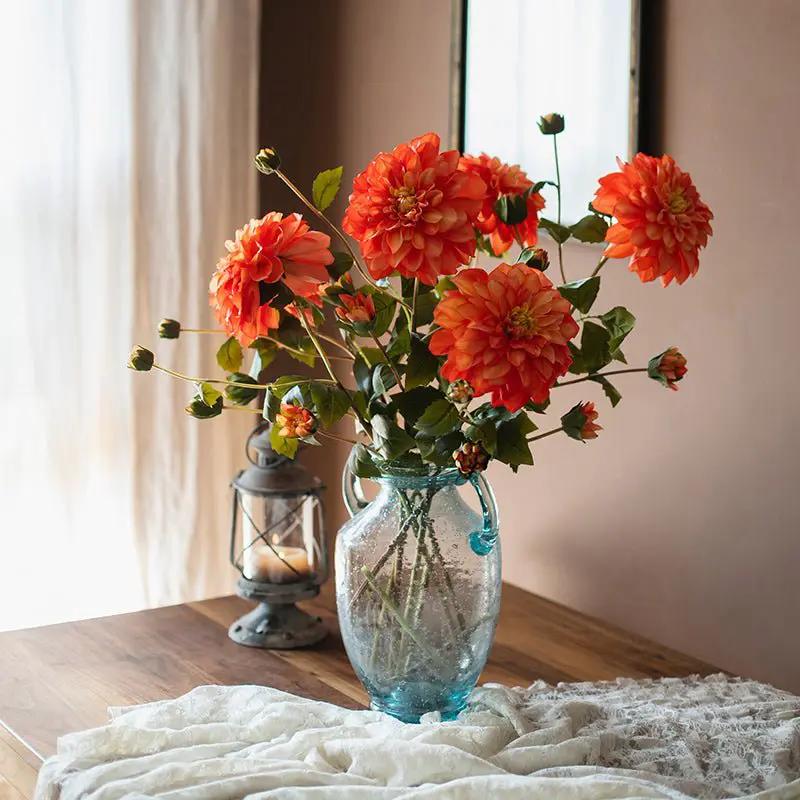 Faux Silk Artificial Blooming Dahlia Stem 29" Tall by RusticReach