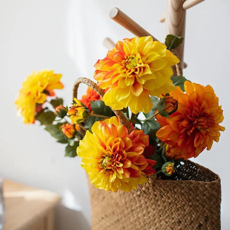 Faux Silk Artificial Blooming Dahlia Stem 29" Tall by RusticReach
