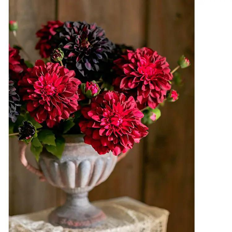 Faux Silk Artificial Blooming Dahlia Stem 29" Tall by RusticReach