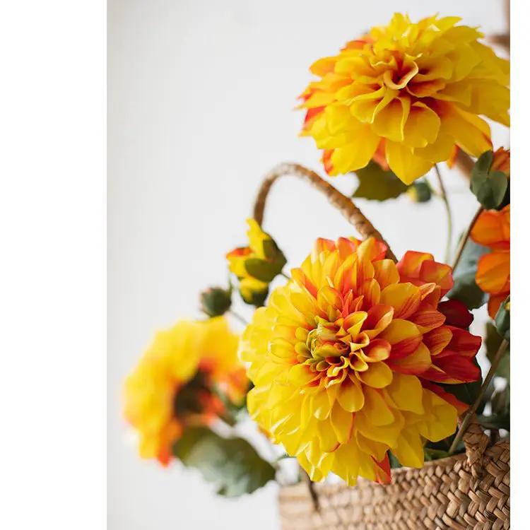 Faux Silk Artificial Blooming Dahlia Stem 29" Tall by RusticReach