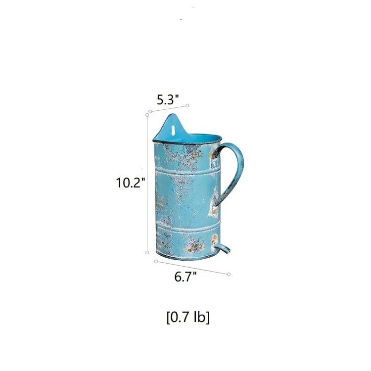 Rustic Blue Iron Flower Pot with Handle by RusticReach