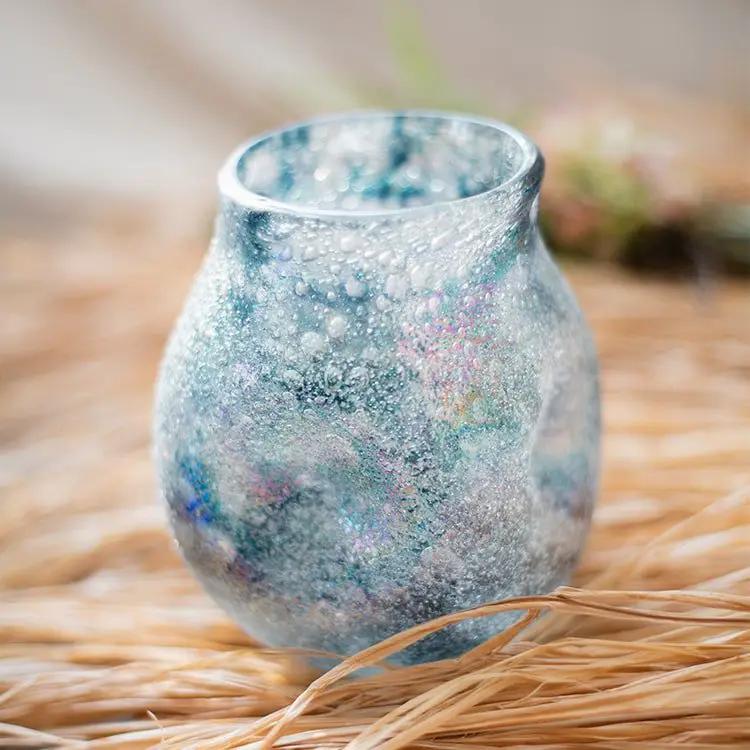 Blue Bubble Hand Blown Glass Vase by RusticReach
