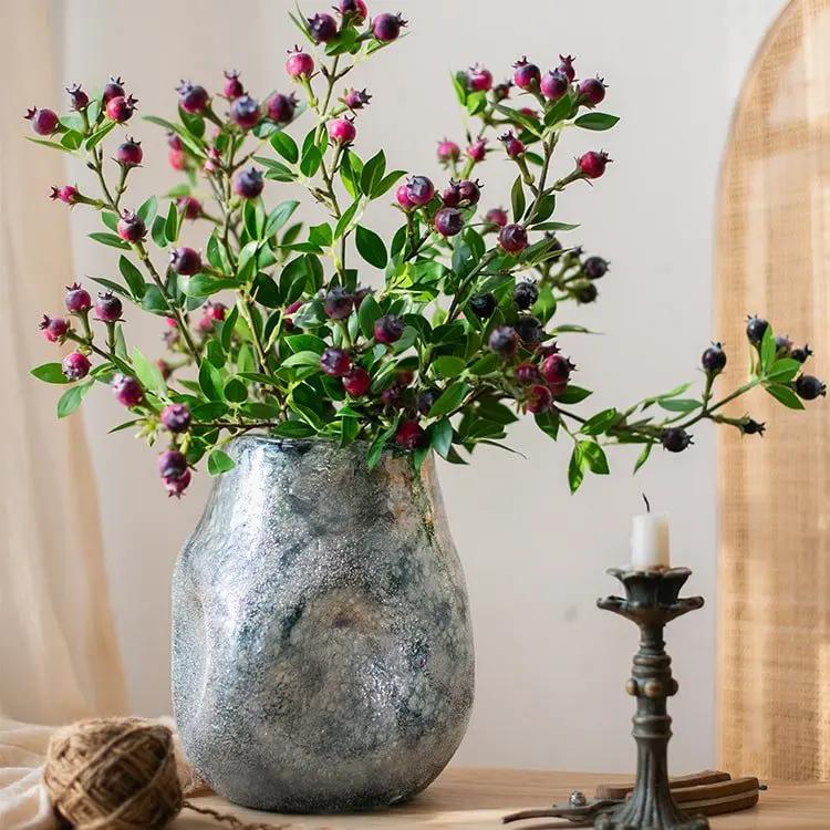 Blue Bubble Hand Blown Glass Vase by RusticReach
