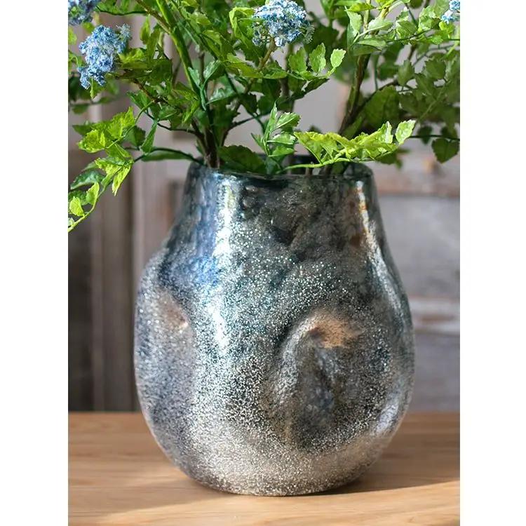 Blue Bubble Hand Blown Glass Vase by RusticReach