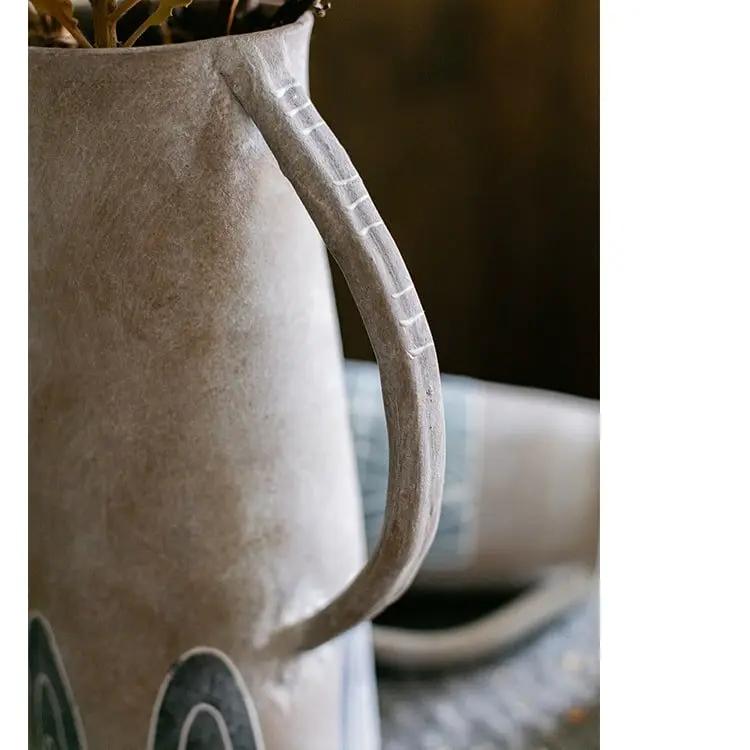 Blue Handpainted Terracotta Vase Jar by RusticReach